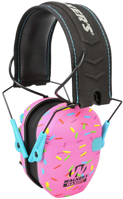 Walker's GWPRSEMSPRNKP Razor Slim Electronic Ear Muff 23 dB Over the Head Pink Sprinkles