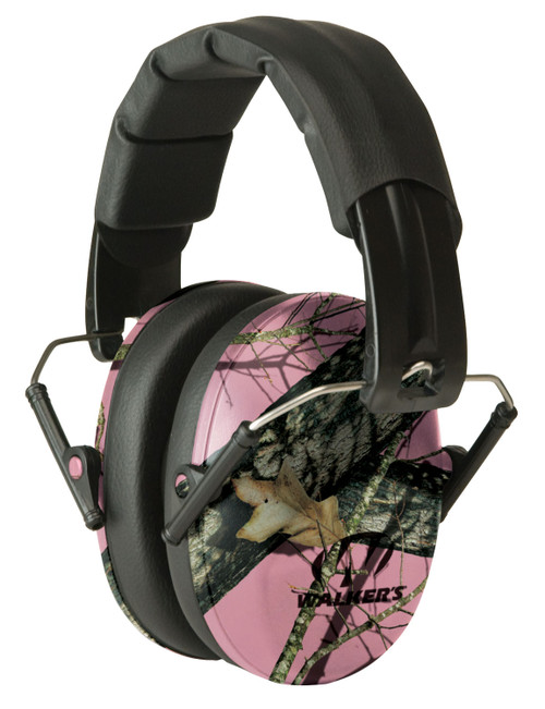 Walker's Pro Low Profile Passive Muff 22dB Over-the-Head Mossy Oak Pink/Black Polymer