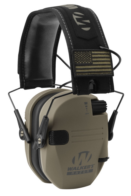 Walker's Razor Patriot Slim Electronic Muff 23dB Over-the-Head Flat Dark Earth/Black Polymer