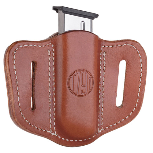 1791 Gunleather MAG1.1 Single Stack Mag Holster Classic Brown Leather Belt Slide Ambidextrous