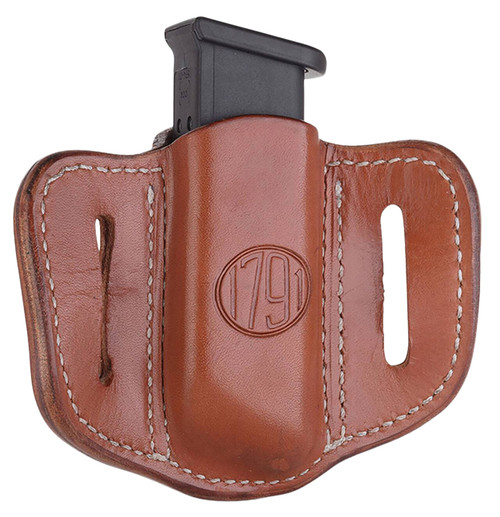 1791 Gunleather MAG1.2 Double Stack Mag Holster Classic Brown Leather Belt Slide Ambidextrous
