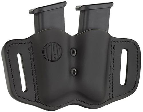 1791 Gunleather MAG-F Double Mag Holster Stealth Black Leather Belt Slide Double Stack Ambidextrous