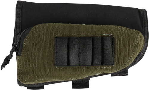 Allen 20550 Adjustable Buttstock Shell Holder, 5rd, Black/Green Cordura, Rifle Mount