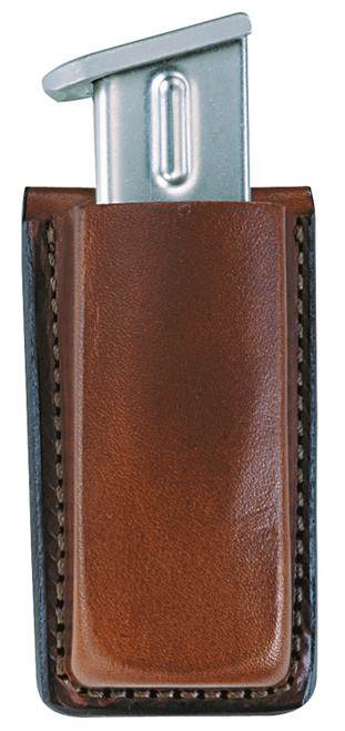 Bianchi 10737 Open Top Single Mag Pouch Tan Leather Belt Clip 9mm/40/45/380