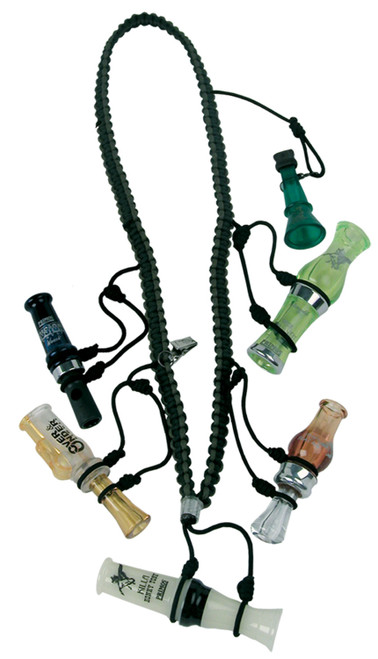 Primos 69628 Waterfowler's Call Lanyard Black Nylon Holds 5 Calls