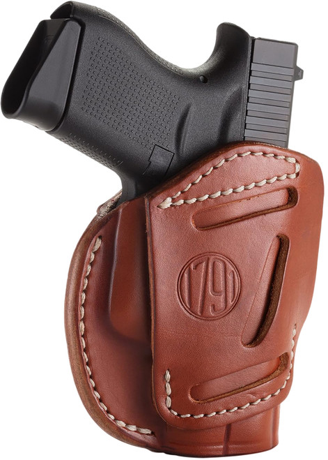 1791 Gunleather 3WH2CBRA 3-Way Multi-Fit IWB/OWB Holster Size 02 Classic Brown Leather Fits Glock 42 Ruger LCP Ambidextrous