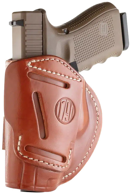 1791 Gunleather 4-Way IWB/OWB Size 05 Classic Brown Leather Belt Clip Holster - Fits S&W M&P, Springfield XD, Glock 17, HK VP9
