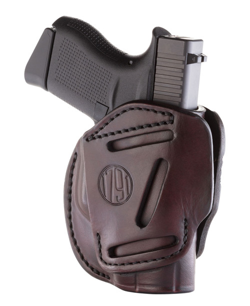 1791 Gunleather 3-Way IWB/OWB Size 02 Signature Brown Leather Belt Loop Holster Compatible with Ruger LCP Glock 42 Ambidextrous