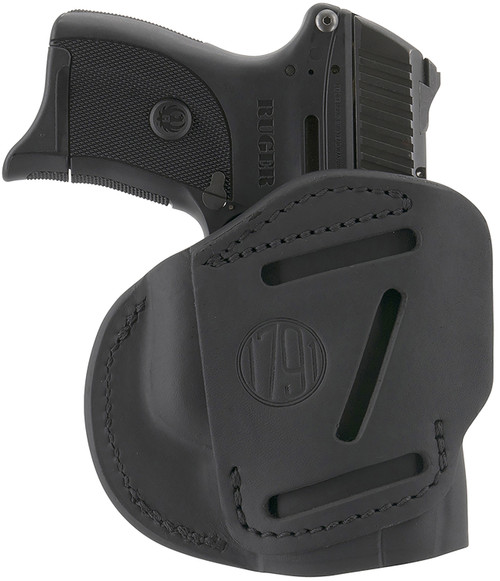 1791 Gunleather 4-Way IWB/OWB Size 04 Stealth Black Leather Belt Clip Holster Fits Glock 26 Springfield XD XDS S&W Shield Plus Left Hand