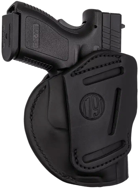 1791 Gunleather 4-Way IWB/OWB Size 05 Stealth Black Leather Belt Clip Holster Fits S&W M&P Springfield XD Glock 17 HK VP9 Left Hand