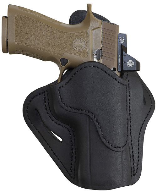 1791 Gunleather BH2.4 Optic Ready OWB Stealth Black Leather Belt Holster for Walther PPQ / Sig P320 / Springfield XD-M