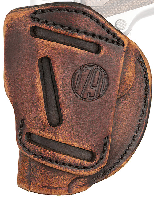 1791 Gunleather 4-Way IWB/OWB Holster Size 01 Vintage Leather Belt Clip - 1911 3-4" Right Hand