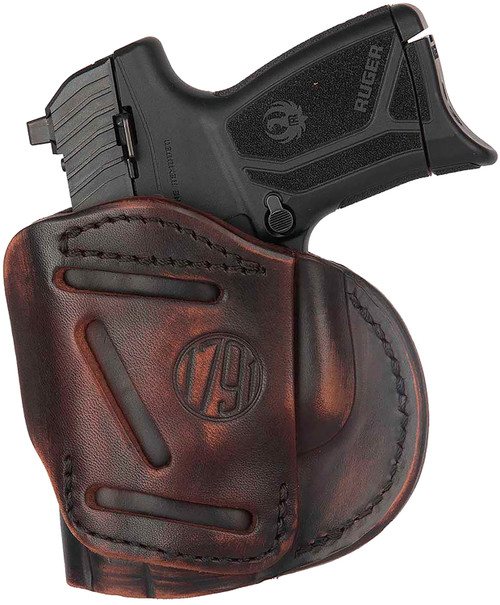 1791 Gunleather 4WH Size 04 4-Way IWB/OWB Vintage Leather Belt Clip Holster - Fits Springfield XDS/XD/Glock 26/S&W M&P Shield Plus