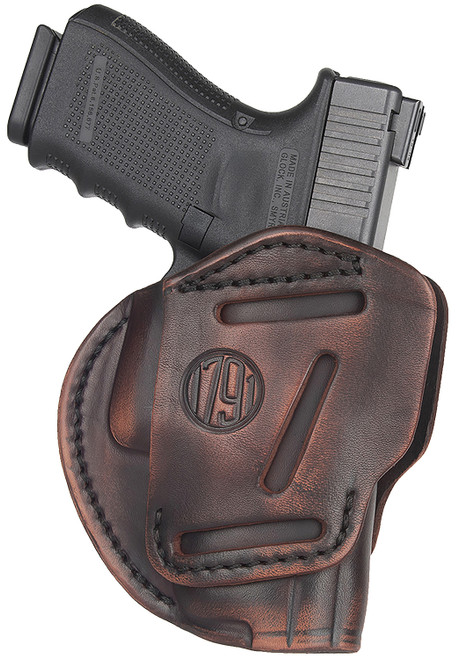 1791 Gunleather 3WH3VTGA 3-Way IWB/OWB Size 03 Vintage Leather Belt Loop Fits Ruger LC9 Fits Glock 26 Ambidextrous Hand