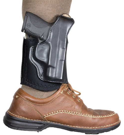 DeSantis Gunhide Die Hard Ankle Rig Holster Black Leather/Sheepskin Fits S&W M&P Shield 9/40 Right Hand