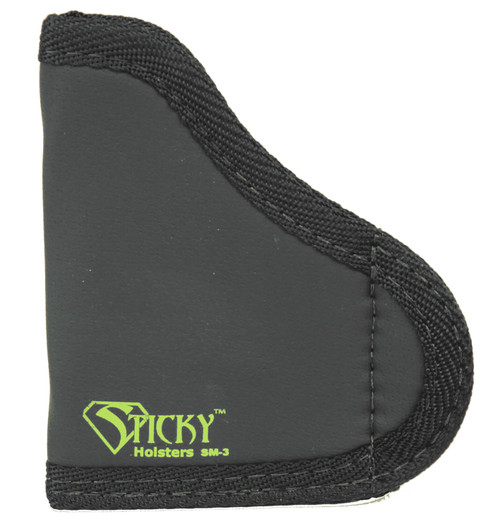 Sticky Holsters SM-3 IWB Size 3 Black/Green Latex Free Rubber Holster Fits .380 Semi-Auto with Laser Up To 2.75" Barrel Ambidextrous