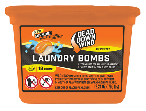 Dead Down Wind 118318 Laundry Bombs Odor Eliminator Unscented 18-Count 12.24oz Tub