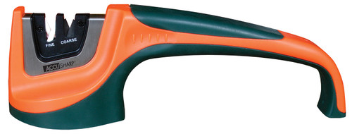 AccuSharp 039C Pull-Through Knife Sharpener, Tungsten Carbide & Ceramic, Black/Orange Rubber Handle