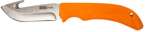 AccuSharp 729C Fixed Gut-Hook Knife 3.50" Stainless Steel Blade with Blaze Orange Rubber Handle & Belt Carry Pouch