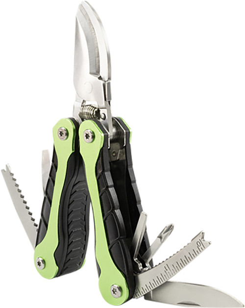 AccuSharp 084C Gardener's Multi-Tool Folding Blade - Black/Green with Pruners, Saw, Screwdrivers & Carry Case