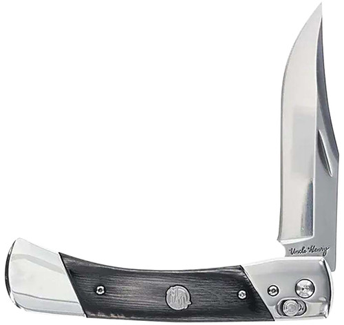 Uncle Henry 1222013 Bear Paw 3.80" Folding Knife, 7Cr17MoV SS Blade, Black/SS Wood Laminate Handle