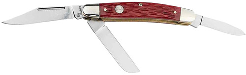 Boker 110855 Stockman Traditional Medium Pocket Knife D2 Steel Clip/Sheepsfoot/Spey Blade Red Jigged Bone Handle