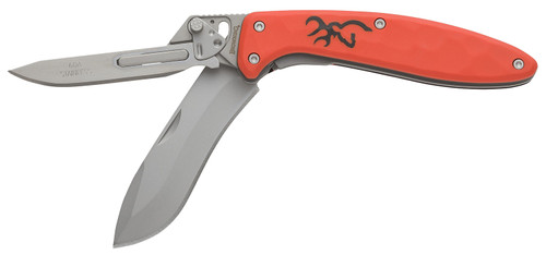 Browning Primal Scalpel 2 Folding Knife 2.75" Drop Point Blaze Orange 8Cr13MoV Blade w/ 10 Replacement Blades
