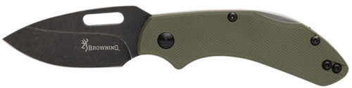 Browning Hidden Hollow EDC Small Folding Knife 2.25" Drop Point Black Oxide D2 Steel OD Green G10 Handle