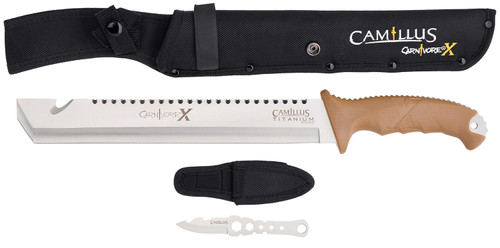Camillus 19236-003 Carnivore X 18" Machete Silver Titanium Bonded 440 SS 12" Blade, Brown ABS Handle with Sheath