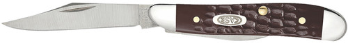 Case 00046 Peanut 2.10"/1.53" Folding Clip/Pen Plain As-Ground Tru-Sharp SS Blade/Brown Jigged Synthetic Handle