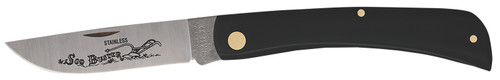 Case 00092 Sod Buster 3.70" Folding Skinner Plain Etched As-Ground Tru-Sharp SS Blade/Smooth Black Synthetic Handle