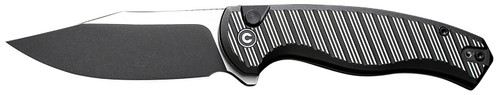 Civivi Stormhowl C23040B-1 3.30" Folding Clip Point Knife, Black Stonewashed Nitro-V Steel Blade, Milled Black Aluminum Handle