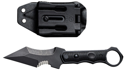Civivi Orthrus C20037B-1 3.76" Fixed Karambit/Straight Stonewashed Nitro-V Blade, Black G10 Handle with Finger Ring