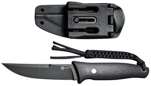 Civivi Tamashii C19046-3 Fixed Blade Knife 4.07" Straight Back Black Stonewashed D2 Steel Blade Black G10 Handle