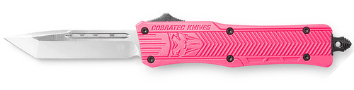 CobraTec CTK-1 Small OTF Tanto Plain D2 Steel Blade Pink Aluminum Handle with Glass Breaker and Pocket Clip