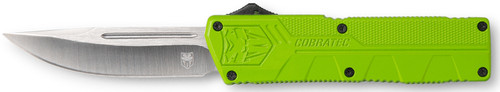 CobraTec Knives Lightweight 3.25" OTF Drop Point D2 Steel Blade Zombie Green Aluminum Handle with Pocket Clip