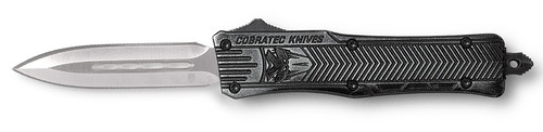 CobraTec Knives CTK-1 Small 2.75" OTF Dagger Plain D2 Steel Blade Stonewashed Aluminum Handle Glass Breaker Pocket Clip