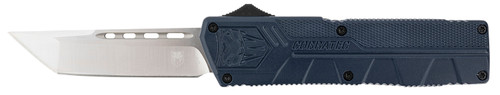 CobraTec Lightweight OTF Tanto 3.25" Plain D2 Steel Blade NYPD Blue Aluminum Handle w/ Pocket Clip