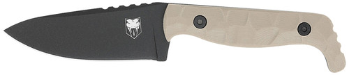 CobraTec KingPin EDC 4" Fixed Drop Point Black D2 Steel Blade with Tan G10 Scales Handle