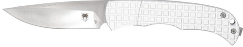 CobraTec Cyclone Hidden Release 3" OTF Plain Satin D2 Steel Blade with White Aluminum Handle