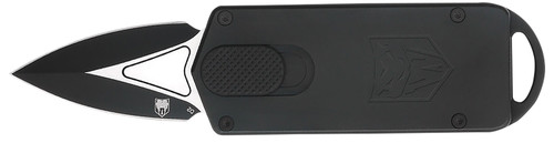 CobraTec ASP OTF Knife 1.94" Dagger Plain D2 Blade Black Aluminum Handle