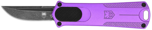 CobraTec CALI952PURDNS California 952 CA Compliant 1.75" OTF Drop Point Black Stonewashed D2 Blade Purple Anodized Handle