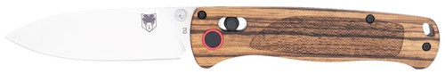 CobraTec Knives CTZWDBLDNS Bar Lock 3" Folding Plain Satin D2 Steel Blade, 4.25" Zebrawood Handle