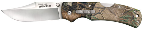 Cold Steel CS23JE Double Safe Hunter 3.50" Folding Clip Point Plain Satin 8Cr13MoV SS Blade Camo GFN Handle w/ Pocket Clip