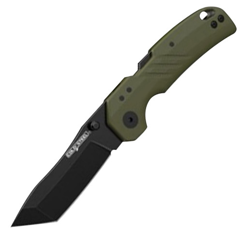 Cold Steel CSFL30DPLTBGZ Engage 3" Folding Tanto Black PVD 4116 SS Blade OD Green GFN Handle with Belt Clip