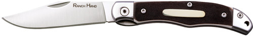 Cold Steel Ranch Hand 3" Folding Clip Point Knife, SK-5 Steel Blade, Brown Faux Sawed Bone Handle with Sheath