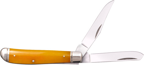 Cold Steel Trapper Mini Folding Clip/Spey Knife, 2.60"/2.70" 3Cr13MoV Blades, Yellow Bone Handle