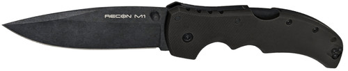 Cold Steel Recon 1 4" Folding Clip Point Knife, Black Stonewashed CPM MagnaCut Blade, Black G10 Handle