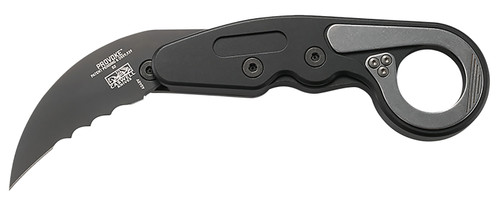 CRKT 4040V Provoke 2.41" Folding Hawkbill Veff Serrated Black TiCN D2 Steel Blade, Black Aluminum Handle with Pocket Clip