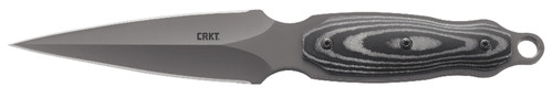 CRKT 2075 Shrill 4.77" Fixed Plain Dual-Edge Gray TiN 8Cr13MoV SS Blade, Black/Gray Resin Fiber Handle with Sheath